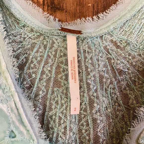 Free People Danced to Pieces Teal Beaded Mini Dres - Picture 5 of 7